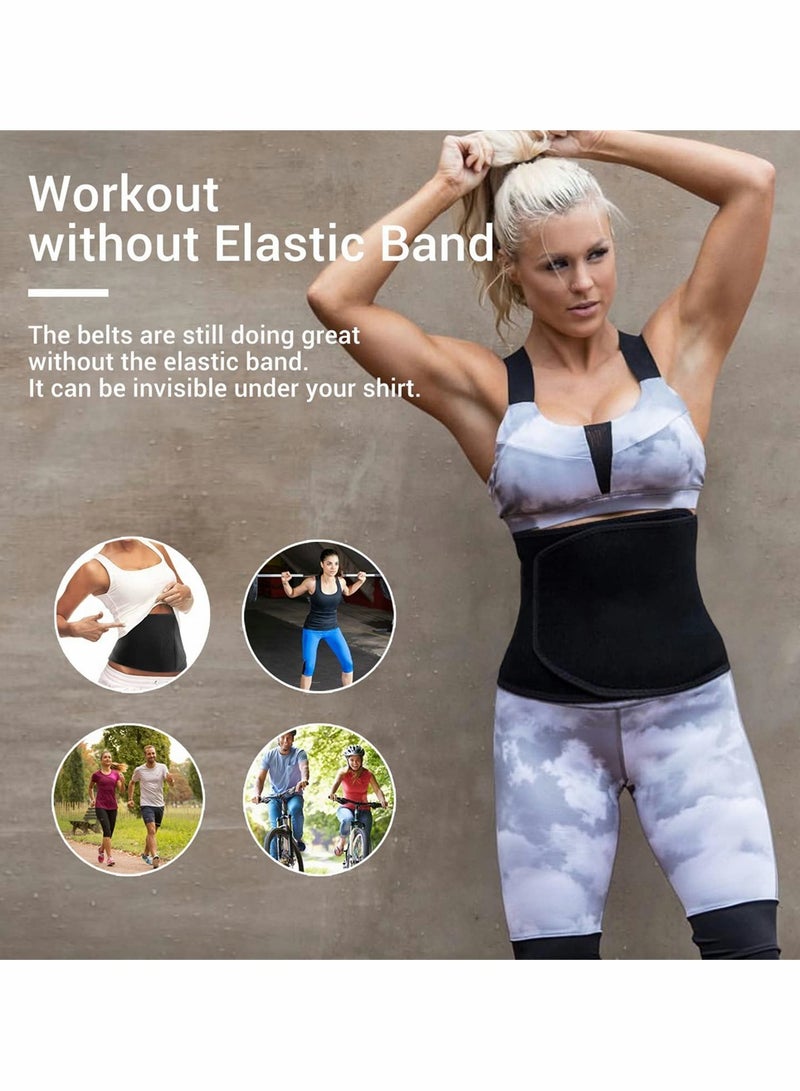 KASTWAVE Waist Trainer Belt for Women, Sport Girdle Belt, Slimming Sauna Waist Trimmer Belly Band Sweat Sports Girdle Belt, Exercise Belt with Adjustable Straps, Slimming Body Shaper Belt (Black, L) - Image 5