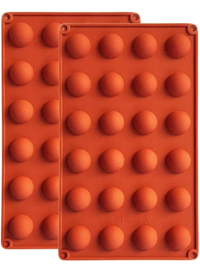 S-TOP 24 Cavities Semicircle Silicone Molds - Mini Semi Sphere Round Dome Fondant Mold, Bomb Teacake Baking Pan for Cake Decoration, Chocolate Candy Gummy Mousse Jelly Pudding Ice Cube Tray, Set of 2 - Image 1