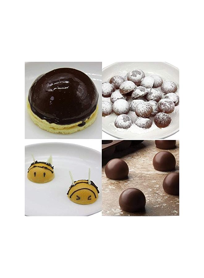 S-TOP 24 Cavities Semicircle Silicone Molds - Mini Semi Sphere Round Dome Fondant Mold, Bomb Teacake Baking Pan for Cake Decoration, Chocolate Candy Gummy Mousse Jelly Pudding Ice Cube Tray, Set of 2 - Image 3