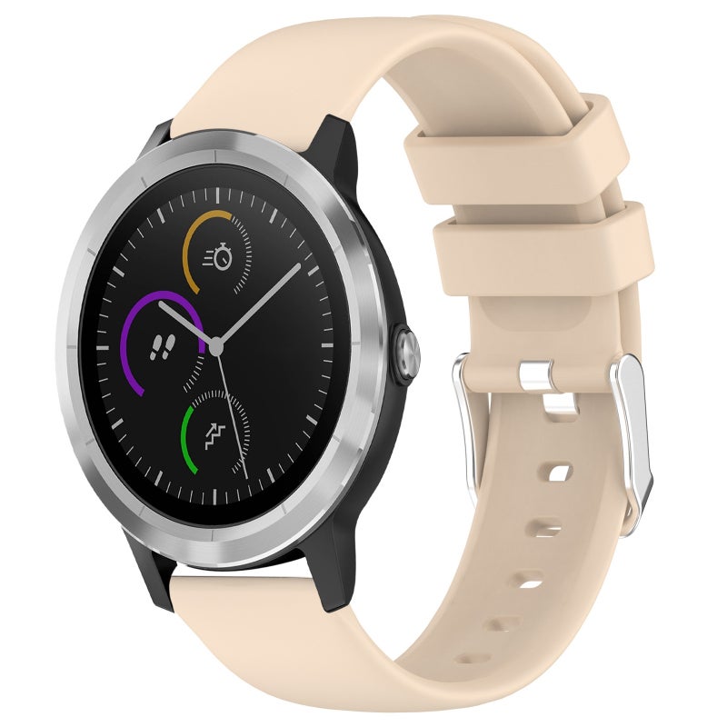 S-TOP For Garmin Vivoactive 3 20mm Smooth Solid Color Silicone Watch Band(Beige) - Image 1