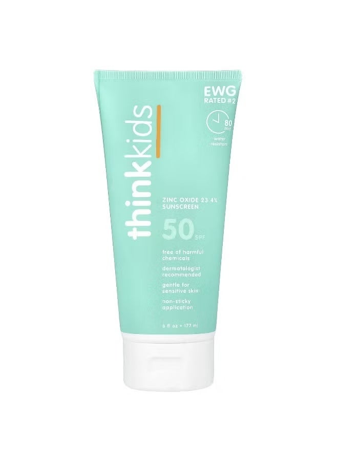 think! Thinkbaby® Zinc Oxide Sunscreen, SPF 50, 6 fl oz (177 ml)