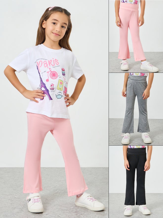 Styli Pack of 3 - Girls Flared Leggings - Image 1