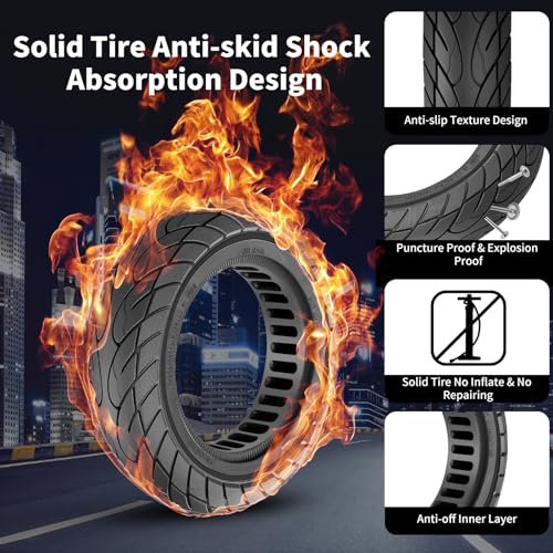 BANGTING 2-Pack 10x2.125 Tubeless Scooter Tires - Fits Models: 8.5x2.0, 8½x2, 50-75-6.1, 10×2.0, 10×2-6.1, 10×2(54-152) | Verify Rim Size: 6.5-6.65" Diameter & 1.26-1.34" Width | Puncture-Resistant - Image 4