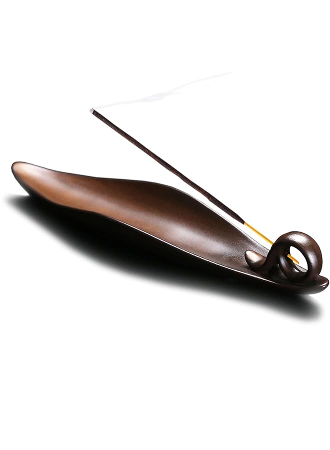 Bolivia's Incense Stick Holder 22.7Cm Length Brown Incense Stick Holder With 3 Holes Durable Ceramic Incense Holders Anti Skid Pad At The Bottom Suit For Counters Yoga Home Office - Image 1