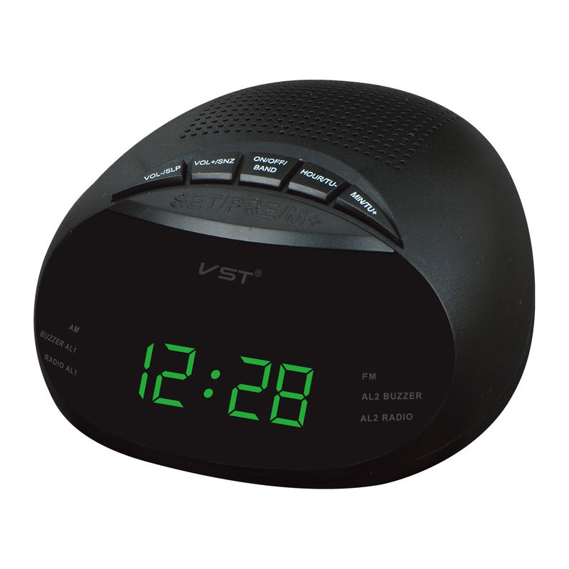 LED clock control radio alarm clock time alarm function and support radio alarm AM FM dual channel Green 