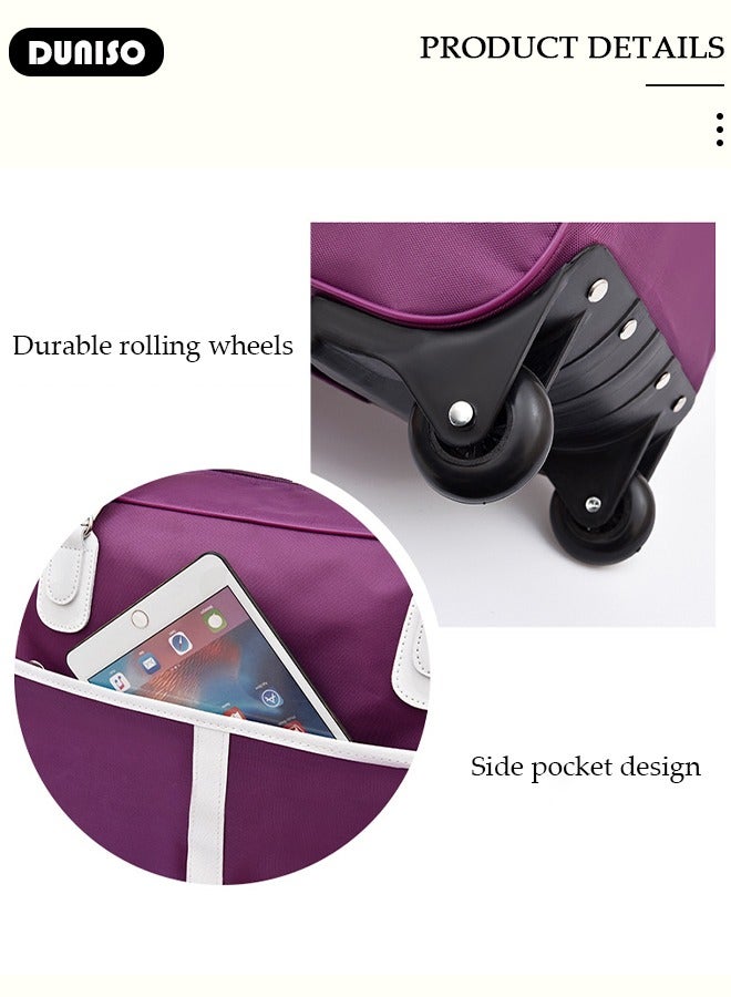 DUNISO 2 in 1 Suitcase for Men and Women, Large Capacity Hand Luggage Bag with Adjustable Pull Rod Portable Trolley Luggage Bag Travel Duffel Bag Multi-pocket Trolley Carry on Bag for Business Travel - Image 2