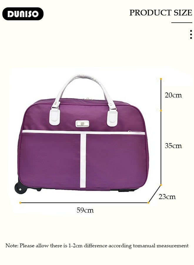 DUNISO 2 in 1 Suitcase for Men and Women, Large Capacity Hand Luggage Bag with Adjustable Pull Rod Portable Trolley Luggage Bag Travel Duffel Bag Multi-pocket Trolley Carry on Bag for Business Travel - Image 4