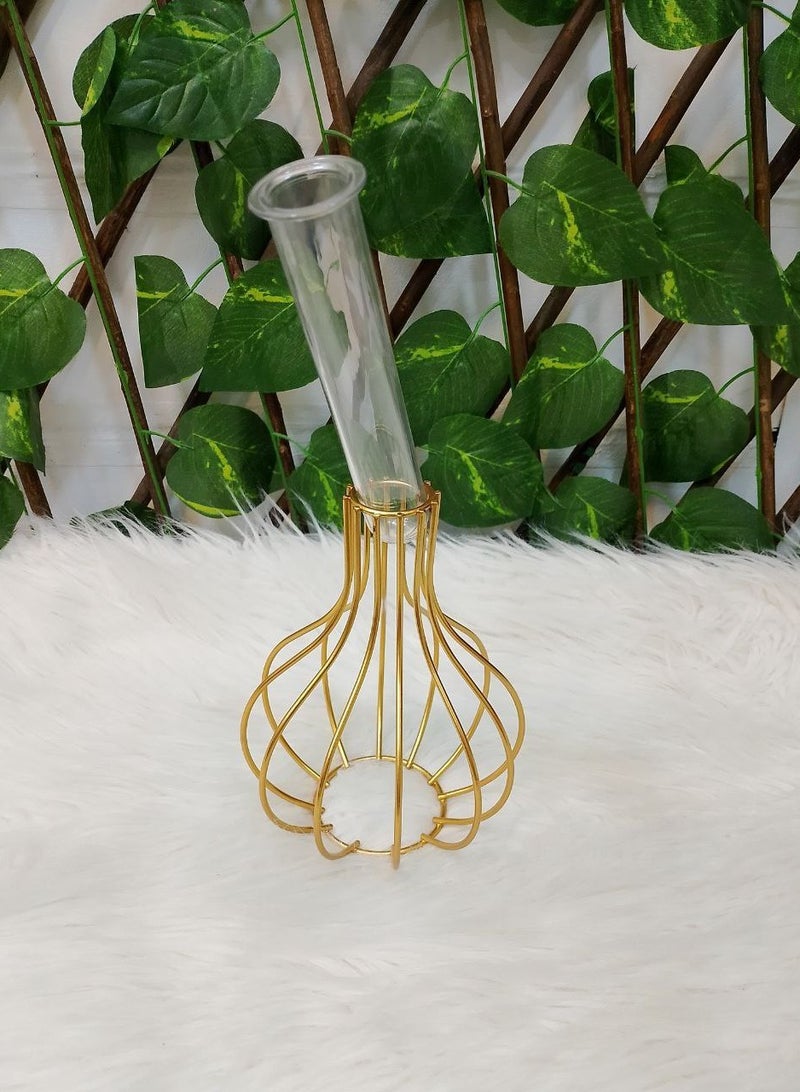 Nordic Style Decorative Glass Vase with Stainless Steel and Gold Metal Frame for Interior Design, Living Room Drawer, Office Workstation, Side Table, Wedding Decoration, Home Decor  - Image 2