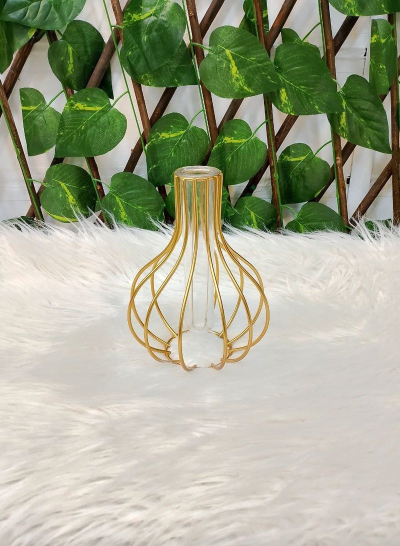 Nordic Style Decorative Glass Vase with Stainless Steel and Gold Metal Frame for Interior Design, Living Room Drawer, Office Workstation, Side Table, Wedding Decoration, Home Decor  - Image 3