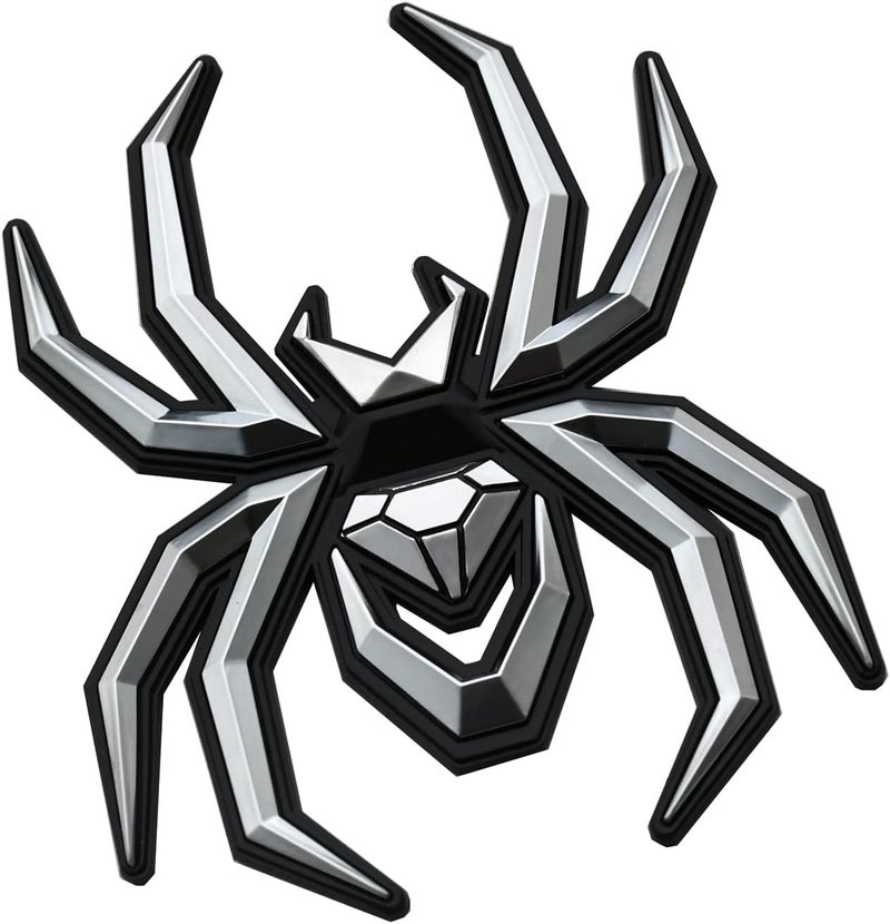 2pcs Custom New Spider Emblems 3D Fender Rear Door Badges Sticker for F-150 Silverado Sierra RAM Black Widow Edition (Chrome) - Image 2