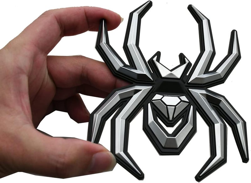 2pcs Custom New Spider Emblems 3D Fender Rear Door Badges Sticker for F-150 Silverado Sierra RAM Black Widow Edition (Chrome) - Image 5