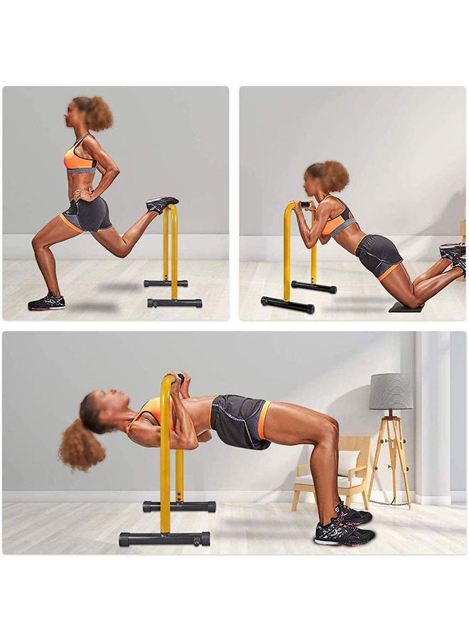 Generic - Heavy Duty Multi-Function Dip Stand Home Gym Heavy Duty Parallettes Exercise Bars Yellow - Image 1