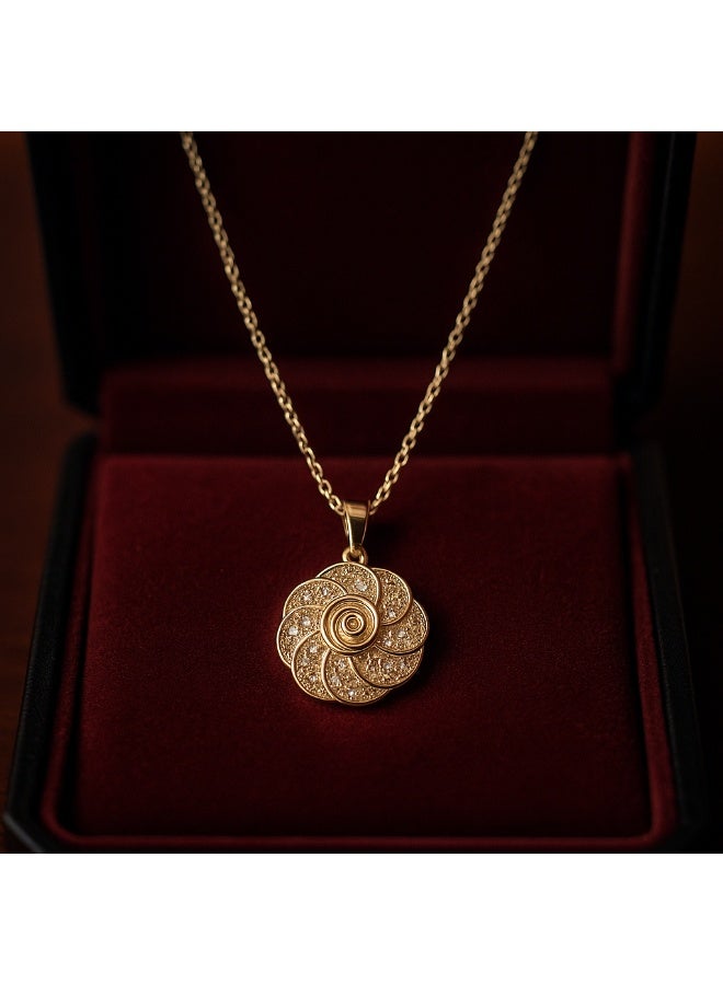 3Diamonds Elegant Gold-Plated Flower Necklace with Sparkling Zircon Stones - Image 1