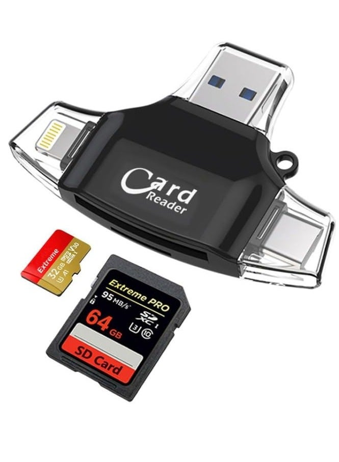ELTRAZONE 4-in-1 Multi-Port USB-C Card Reader & Hub Adapter – SD/TF Memory Card Reader, Type-C Camera Adapter, Compatible with All Type-C Devices (Multicolor) - Image 1