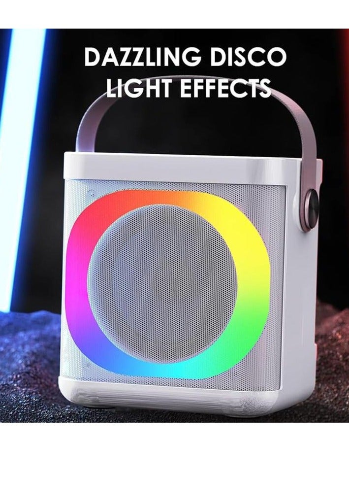 SU.YOSD YS307  LED Wireless Portable Karaoke Bluetooth Speaker with 2 Wireless Microphones White  - Image 1