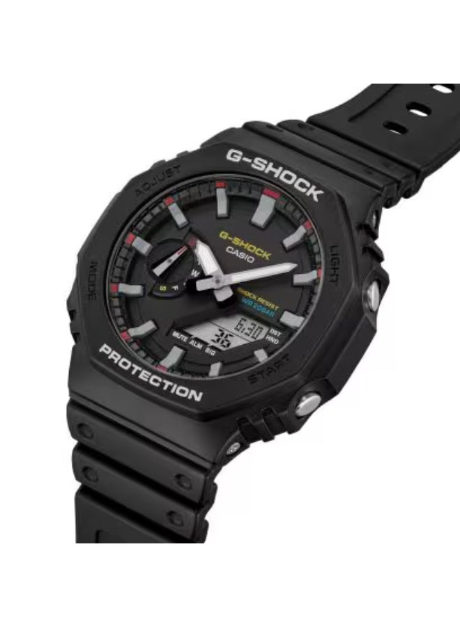 G-SHOCK ساعة كاسيو للرجال جي شوك بإطار معدني أنالوج رقمي قرص رمادي حزام ريزين GM-2100MF-5ADR. - Image 2