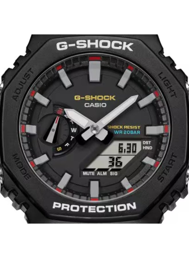 G-SHOCK ساعة كاسيو للرجال جي شوك بإطار معدني أنالوج رقمي قرص رمادي حزام ريزين GM-2100MF-5ADR. - Image 3