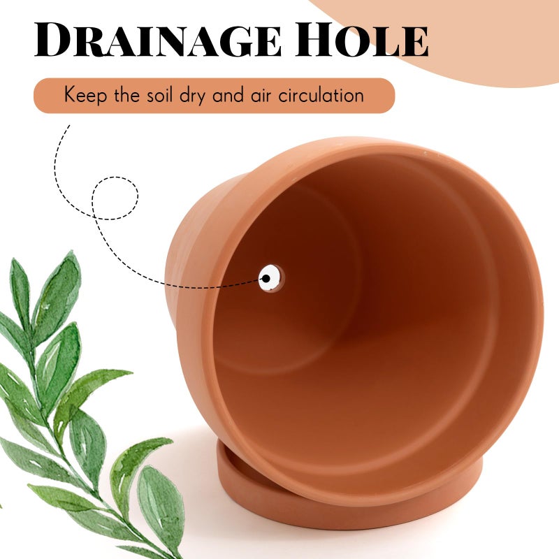 Maxdot 2 Pack Large 10 Inch Terracotta Pots with Saucer - Terracotta Plant Pot Ceramic Clay Pot for Plants with Drainage Hole, Large Terra Cotta Flower Planter with Tray for Indoor Outdoor Plants - Image 3