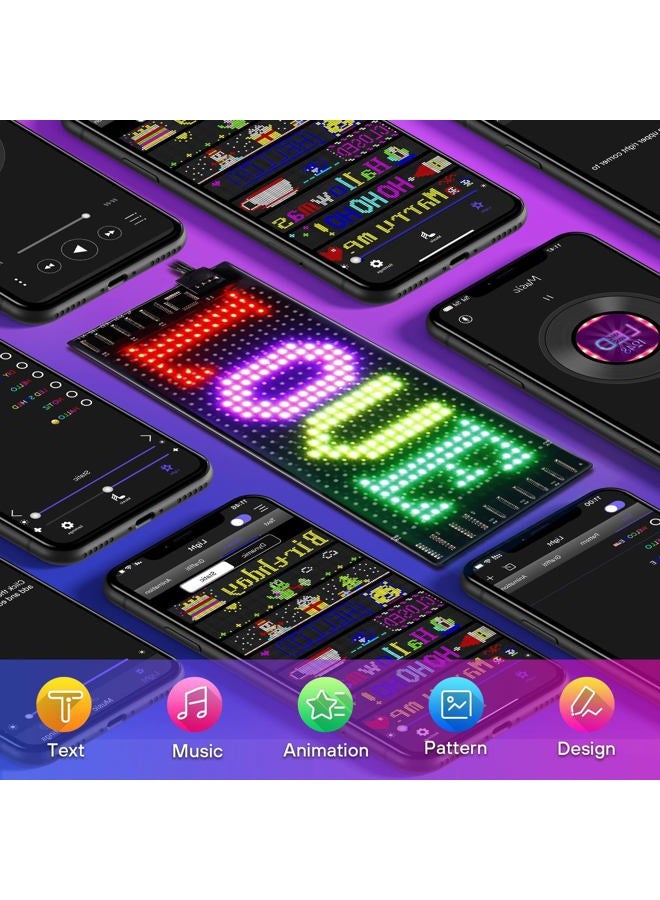 Rayhome لافتة سيارة LED ميني من RAYHOME، 6.7''x2.76'' لوحة مصفوفة LED مرنة تحكم عبر تطبيق بلوتوث USB 5V لافتة LED قابلة للبرمجة للسيارة حفلة زفاف مهرجان - Image 3