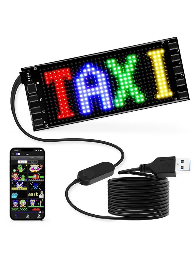 Rayhome لافتة سيارة LED ميني من RAYHOME، 6.7''x2.76'' لوحة مصفوفة LED مرنة تحكم عبر تطبيق بلوتوث USB 5V لافتة LED قابلة للبرمجة للسيارة حفلة زفاف مهرجان - Image 1