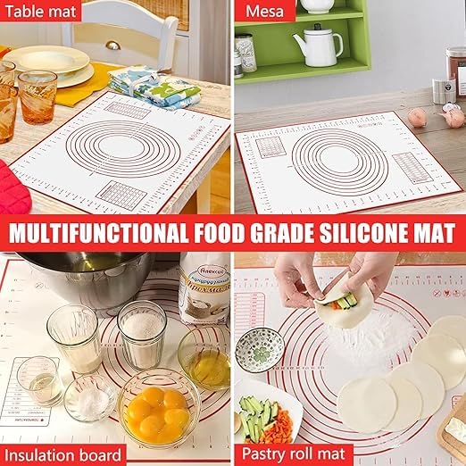 VIBRAL Silicone Pastry Mat for Pastry Rolling with Measurements NonStick Silicone Pastry Mat for Baking Dough Rolling Mat Pie Crust Mat Oven Liner 40cm x 60cm Pack of 1 - Image 4