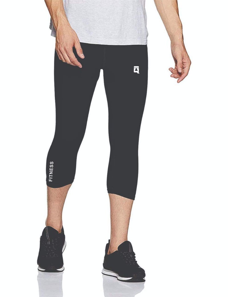 Quada Compression Capri Leggings - Tights for Running, Yoga, Working Out - High Waisted, Body Slimming Pants (Black, X-Large (34-35 Inch Waist)) - Image 1