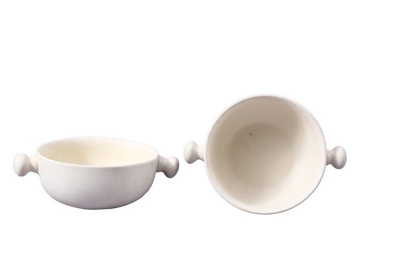 Caffeine Ceramic Handmade White Matte Snacks Bowl Set(2 pcs) - Image 1