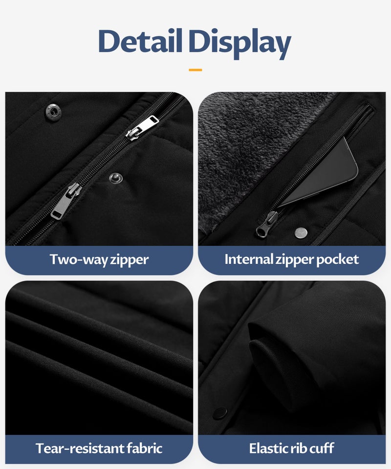 CREATMO US Womens Winter Coats Women's Waterproof Warm Thicken Knee Length Puffer Jackets Ladies Zip Up Fashion Snow Parka Black L - Image 5