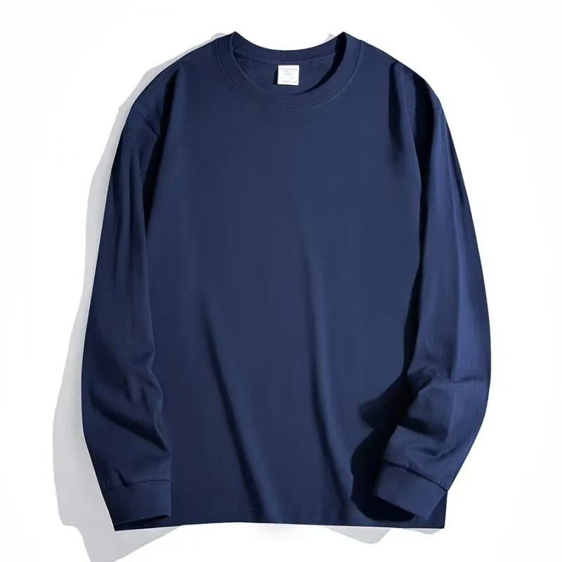 Xinjiang cotton 320g heavyweight pure cotton round-neck long-sleeved T-shirt loose casual plus-size base T-shirt for men and women trendy - Image 4