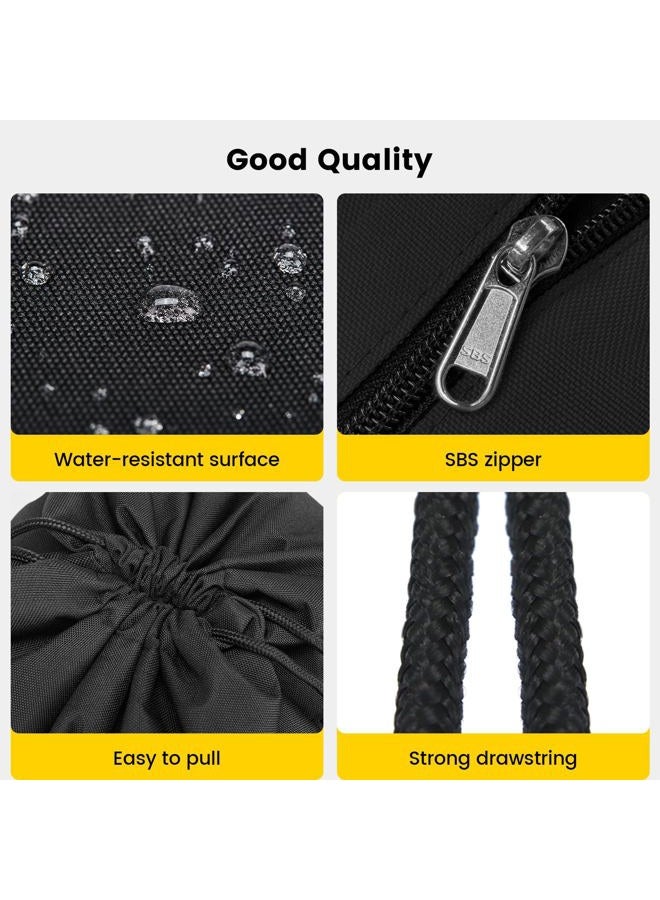 Vorspack Drawstring Backpack Water Resistant String Bag Sports Sackpack Gym Sack with Side Pocket for Men Women - Black - Image 5