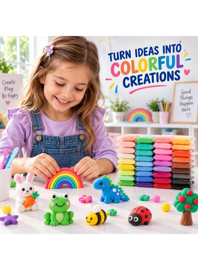 Kidzilla Air-Dry Clay Kit for Kids, 24 Colours Modelling Clay with Sculpting Tools, Creative Arts & Crafts Play Dough Set, Multicolour - Image 5