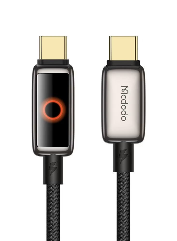مكدودو كابل MCDODO CA668 بخاصية إيقاف التشغيل التلقائي 100 واط من USB-C إلى USB-C مع إضاءة LED وشاشة عرض 1.2 متر - Image 1