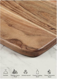 REZLAN UAE Acacia Wood Bat-Style Chopping Board – 23x41x1.8cm – Extra Wide Cutting Board with 4" Handles – Charcuterie Board, Cheese Board, Serving Tray – Durable Wooden Kitchen Essential  - Image 5