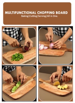 REZLAN UAE Acacia Wood Bat-Style Chopping Board – 23x41x1.8cm – Extra Wide Cutting Board with 4" Handles – Charcuterie Board, Cheese Board, Serving Tray – Durable Wooden Kitchen Essential  - Image 2