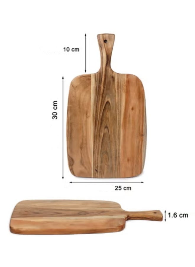 AURIO لوح تقطيع على شكل مضرب من خشب الأكاسيا – 23x41x1.8 سم – لوح تقطيع عريض مع مقHandles 4 بوصات – لوح تشاركوتيري، لوح جبن، صينية تقديم – عنصر أساسي متين للمطبخ الخشبي - Image 3