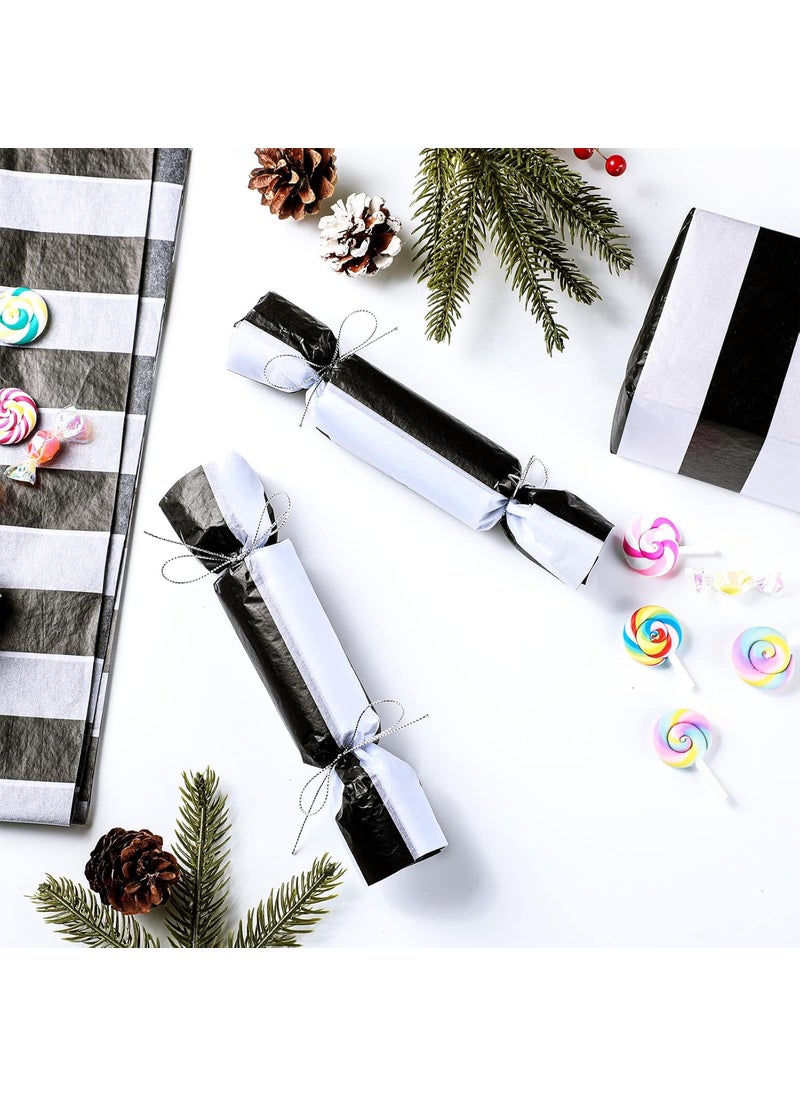 Shappy Shappy Black and White Stripes Tissue Paper Bulk Stripes Wrapping Paper 28 Inch by 20 Inch 30 Sheets for Gift Bags  - Image 4