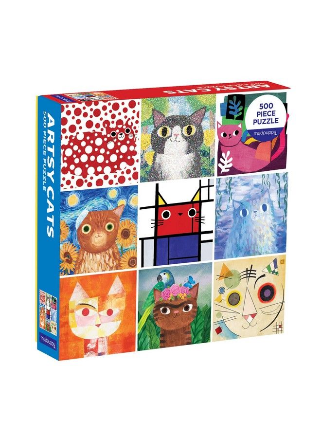 Mudpuppy Artsy Cats 500 Piece Family Jigsaw Puzzle Cute Puzzle With Cats In Classic Art Formats - Image 3