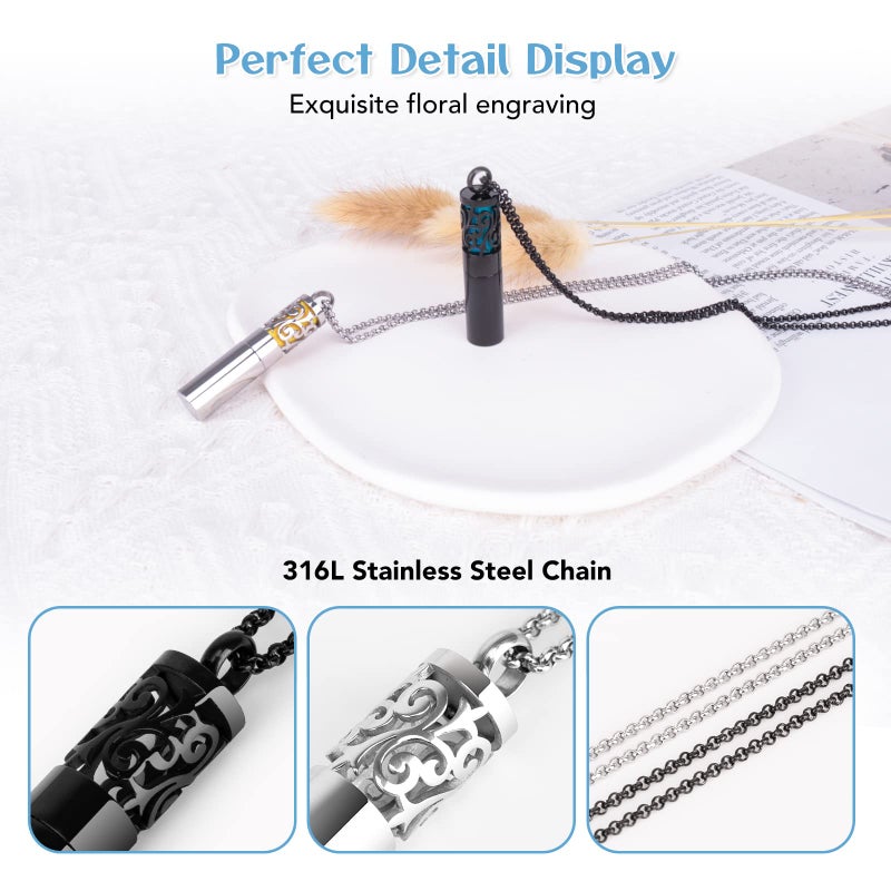 Maromalife Essential Oil Diffuser Necklaces for Women, 2PCS Aromatherapy Necklaces Stainless Steel Diffuser Locket Pendant Cylinder with 20 Felt Pads, Aroma Necklaces Gift Set for Mothers Day - Image 2