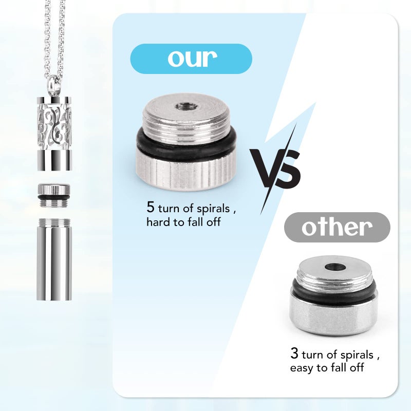 Maromalife Essential Oil Diffuser Necklaces for Women, 2PCS Aromatherapy Necklaces Stainless Steel Diffuser Locket Pendant Cylinder with 20 Felt Pads, Aroma Necklaces Gift Set for Mothers Day - Image 5