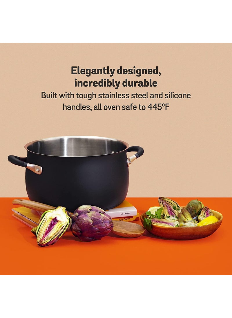 MEYER Meyer Accent Series Hard Anodized Steel Casserole with Lid | Biryani Pot | Cooking Casserole with Lid Gas and Induction Compatible | Cooking Set for Kitchen, 2 Piece, 7.6L Matte Black  - Image 5