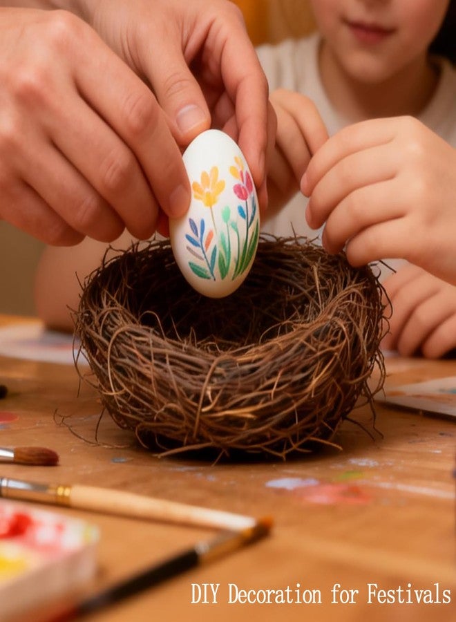 KASHUNUO Artificial Bird Nest Ornament: 5.9In Natural Rattan Craft Nest for Easter - Ideal for Holiday Parties Weddings Garden Decor and Table Settings - Aesthetic Festival Atmosphere Creator - Image 2