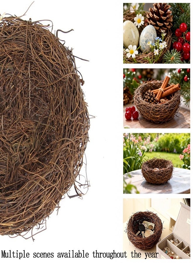 KASHUNUO Artificial Bird Nest Ornament: 5.9In Natural Rattan Craft Nest for Easter - Ideal for Holiday Parties Weddings Garden Decor and Table Settings - Aesthetic Festival Atmosphere Creator - Image 3