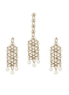 PEORA Peora Indian Traditional Gold Plated Kundan Faux Pearl Wedding Bridal Necklace Jewellery Set with Earring Maang Tikka for Women Girls  - Image 5