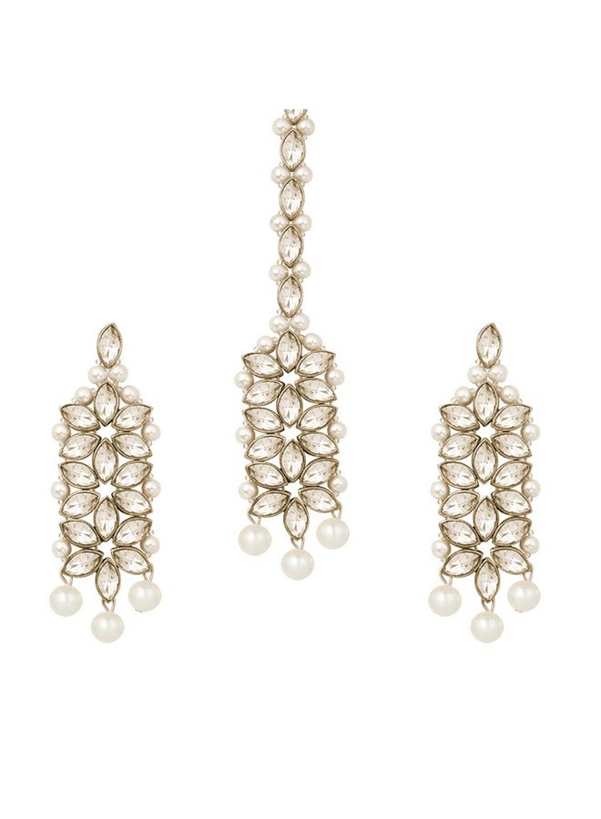 Peora Indian Traditional Gold Plated Kundan Faux Pearl Wedding Bridal Necklace Jewellery Set with Earring Maang Tikka for Women Girls - Image 5