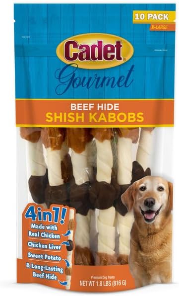 Cadet XLarge Dog Treat 4in1 Beef Hide Shish Kabobs 10 ct - Image 1