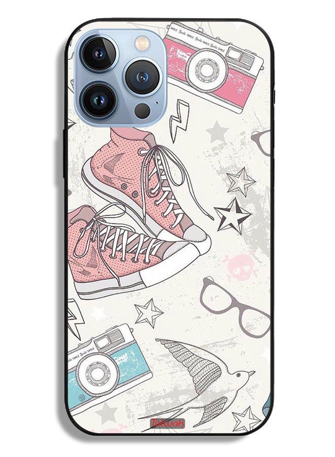Tolwak Apple iPhone 13 Pro Max Protective Case Canva Shoes And Camera Art  - Image 2