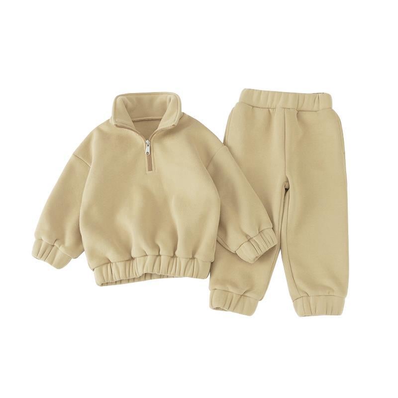 Kids Fleece Sweatsuit Winter Comfort Apricot. 