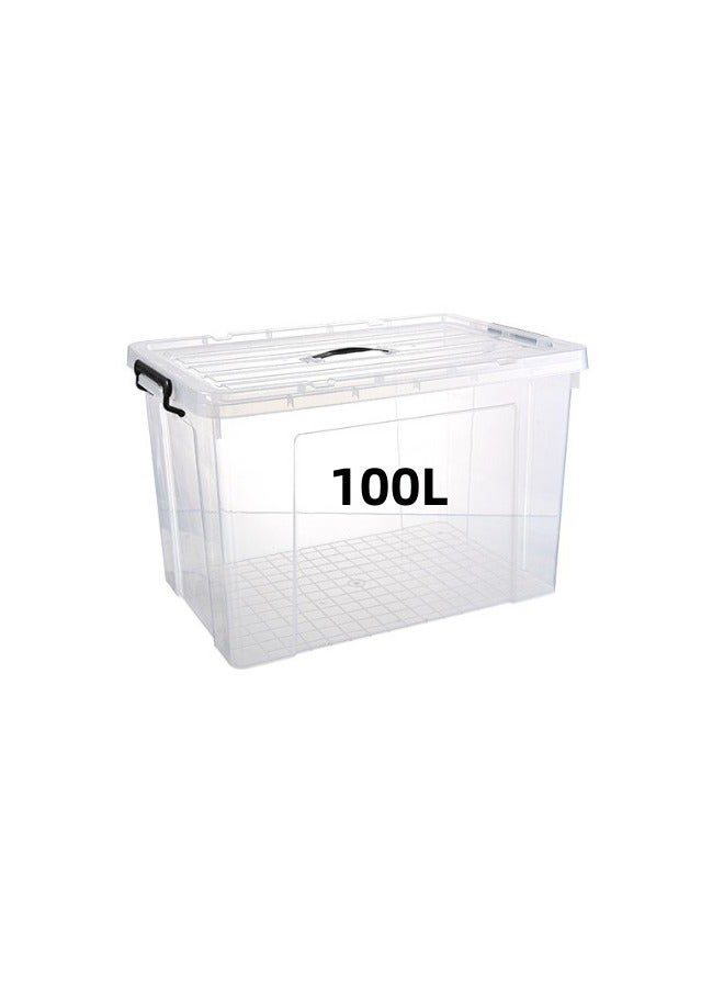 Storage plastic boxes with lid and wheels, for moving, lockable container with handles, transparent organiser bin, heavy duty container