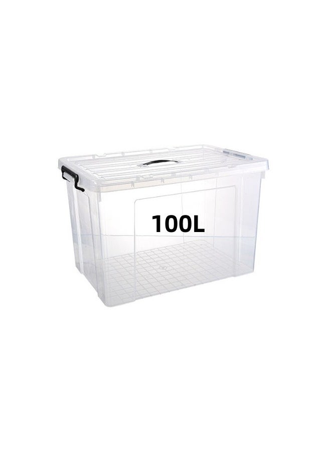 Generic - Storage plastic boxes with lid and wheels, for moving, lockable container with handles, transparent  organiser bin, heavy duty container - Image 1