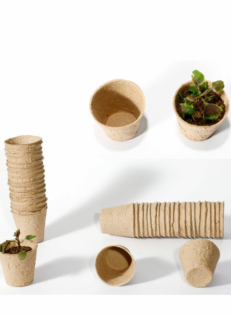 SYOSI Peat Pots for Seedling 100 pcs, Round Biodegradable Seed Starter Plants Nursery Seedlings Garden Bonus 100 Labels 3 Planting Tools & 1 Dispenser ( 204 ) - Image 2